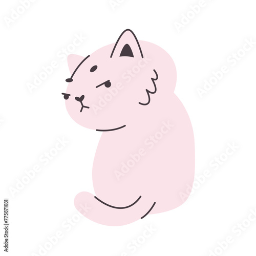 Angry cat sits with his back.The cat is turned and looks with an angry look.Simple flat vector cartoon illustration © Анна Безрукова