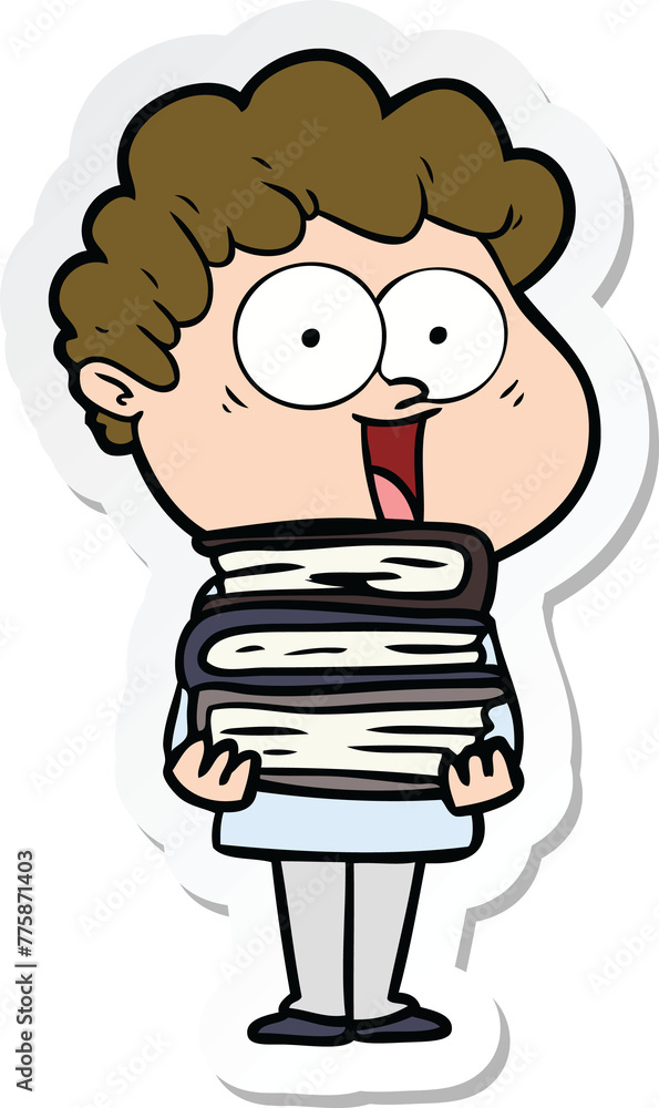 sticker of a cartoon happy man sticker of a cartoon happy man