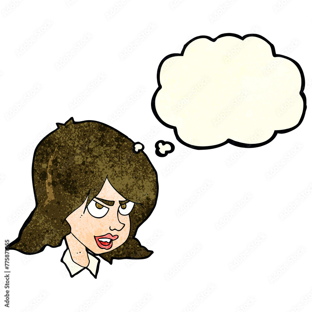 cartoon annoyed woman with thought bubble cartoon annoyed woman with thought bubble