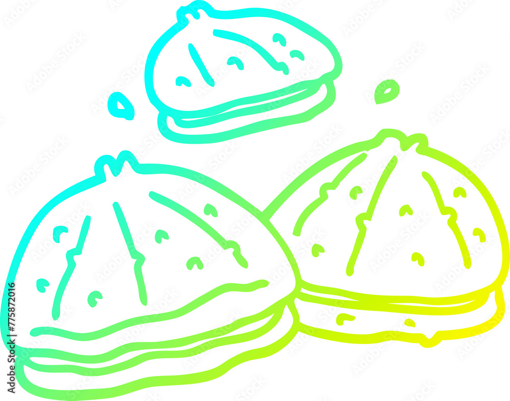 cold gradient line drawing of a cartoon fresh oysters cold gradient line drawing of a cartoon fresh oysters