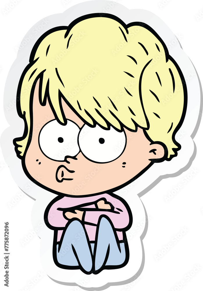 sticker of a cartoon woman sticker of a cartoon woman
