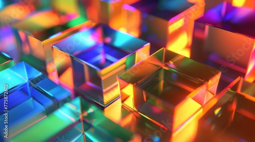 abstract colored glass cube blocks background
