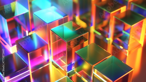 abstract colored glass cube blocks background