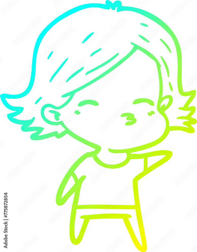 cold gradient line drawing of a cartoon woman cold gradient line drawing of a cartoon woman