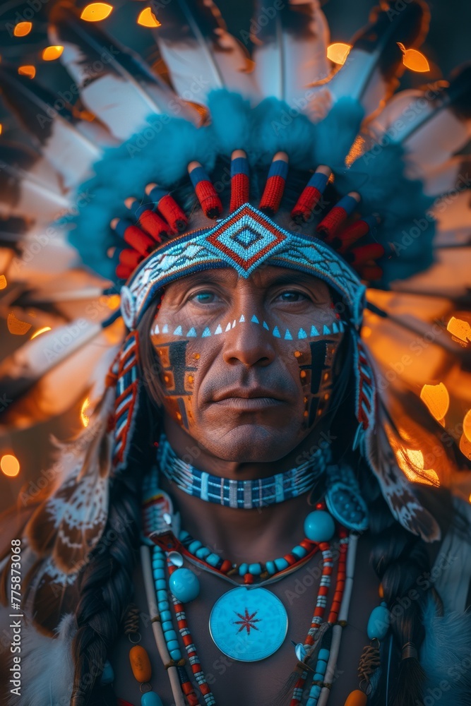 Indigenous Man in Traditional Attire