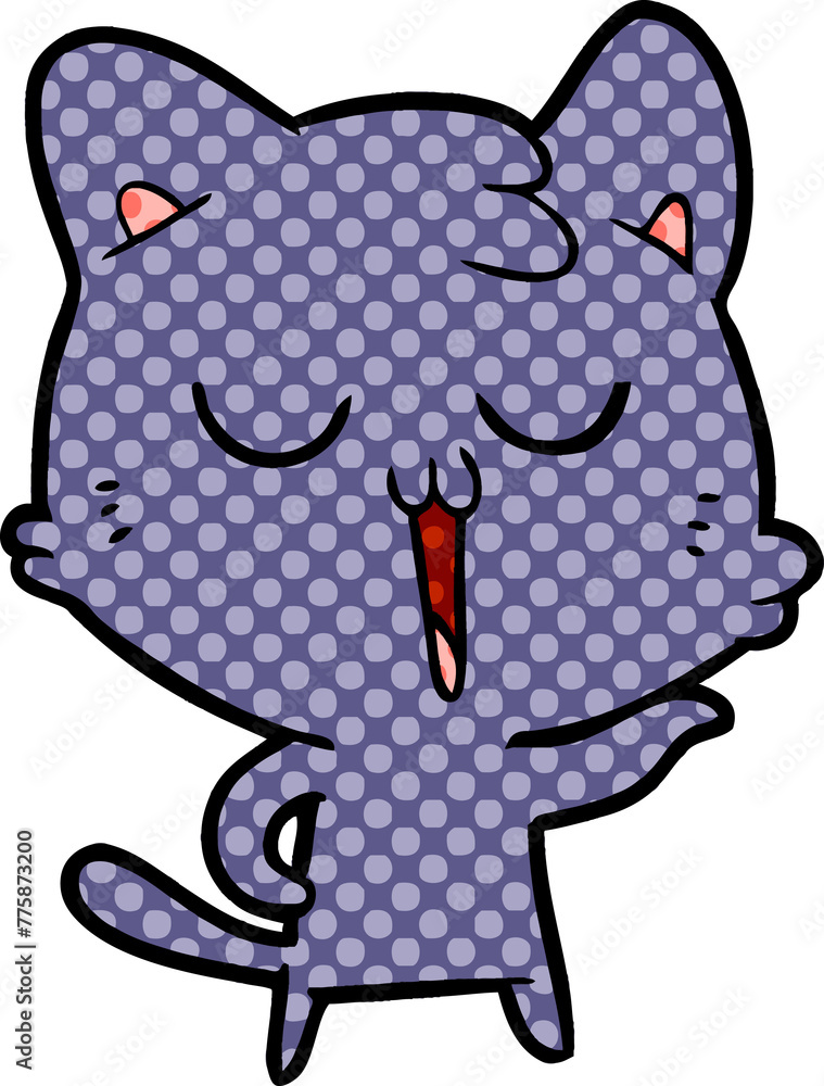 Fototapeta premium cartoon cat singing