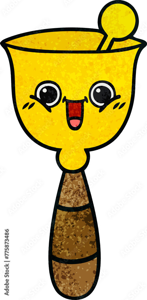 retro grunge texture cartoon of a school bell retro grunge texture cartoon of a school bell