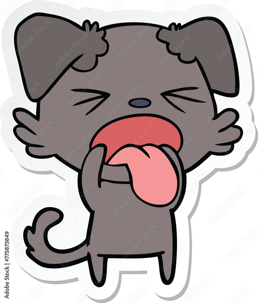 sticker of a cartoon disgusted dog sticker of a cartoon disgusted dog