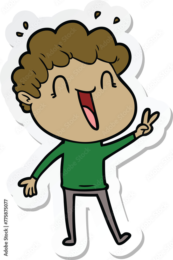 sticker of a cartoon happy man laughing sticker of a cartoon happy man laughing