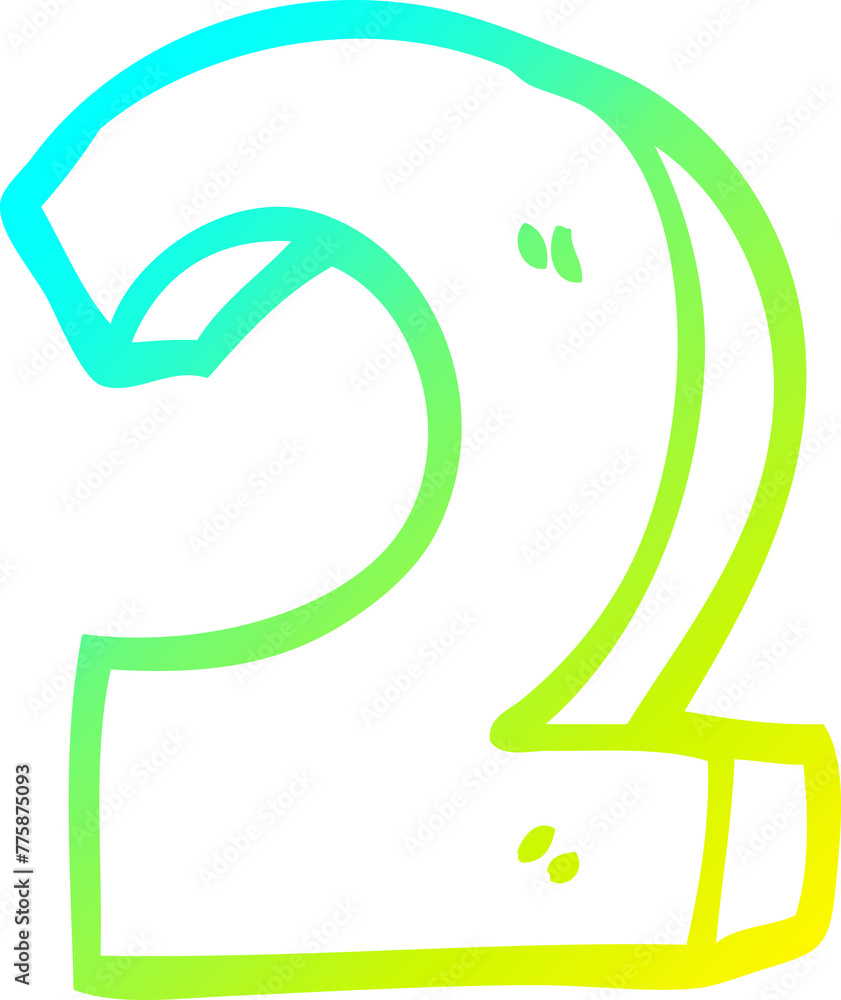 cold gradient line drawing of a cartoon number two cold gradient line drawing of a cartoon number two