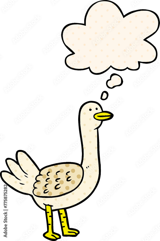 cartoon bird with thought bubble in comic book style cartoon bird with thought bubble in comic book style