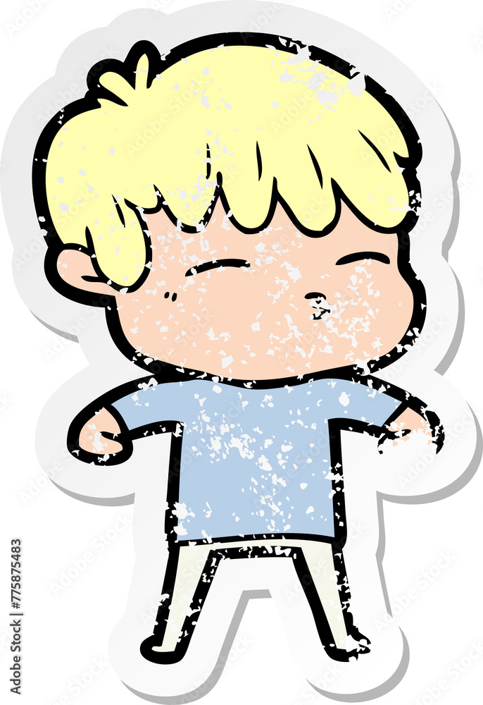 distressed sticker of a cartoon frustrated man distressed sticker of a cartoon frustrated man