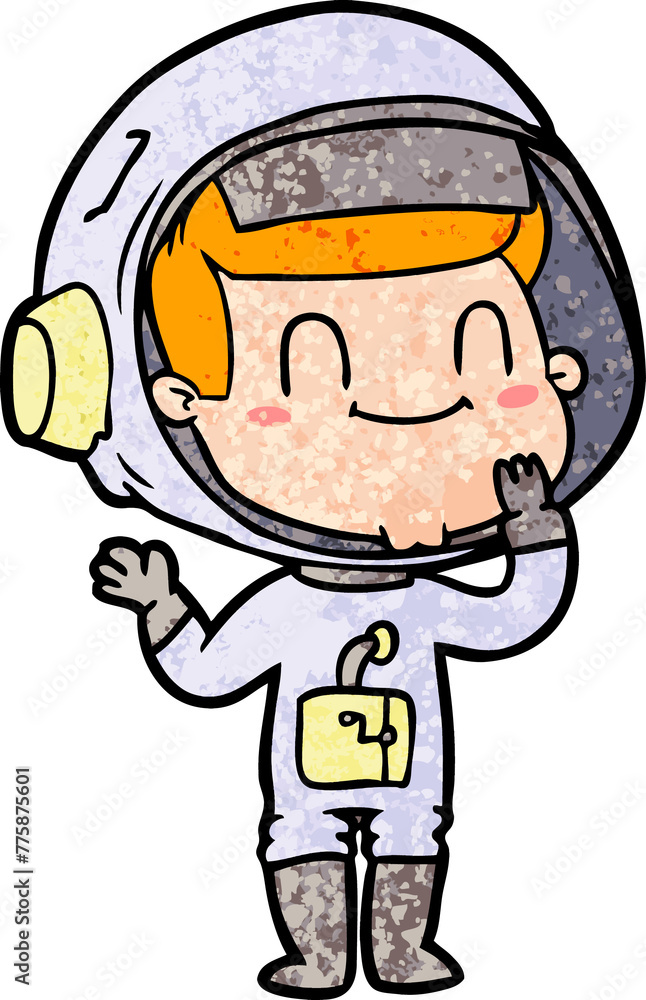 happy cartoon astronaut man