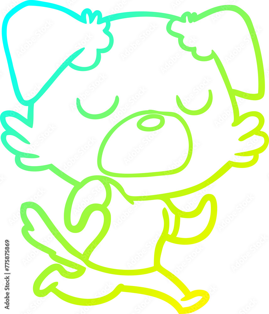 cold gradient line drawing of a cartoon dog jogging cold gradient line drawing of a cartoon dog jogging