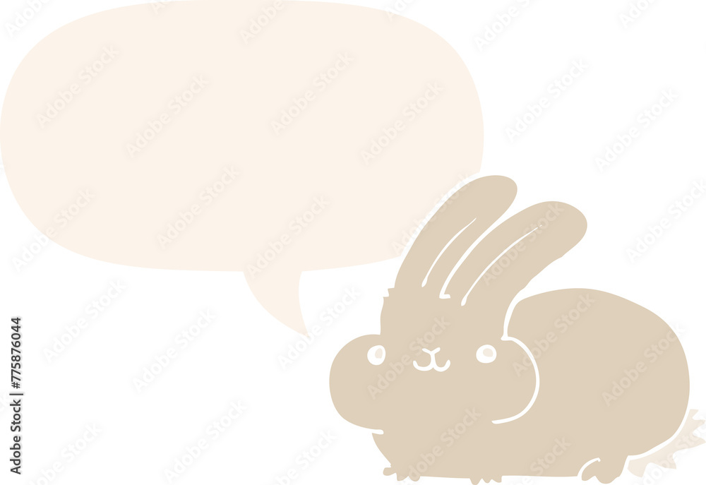 cartoon rabbit with speech bubble in retro style cartoon rabbit with speech bubble in retro style