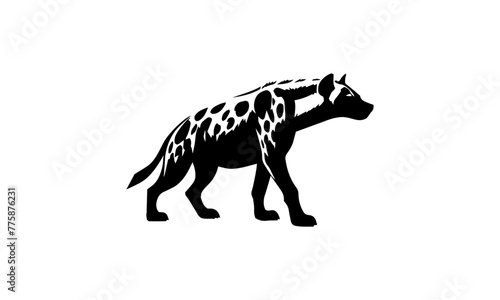 Hyena highly detailed silhouette icon in black and white.