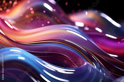 Abstract background colored stains and waves of liquid glossy paint 