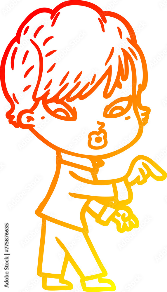 warm gradient line drawing of a cartoon woman warm gradient line drawing of a cartoon woman
