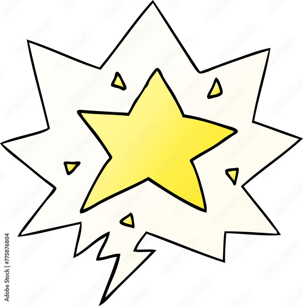 cartoon star with speech bubble in smooth gradient style cartoon star with speech bubble in smooth gradient style