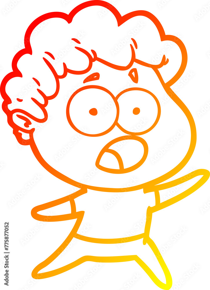 warm gradient line drawing of a cartoon man gasping in surprise warm gradient line drawing of a cartoon man gasping in surprise