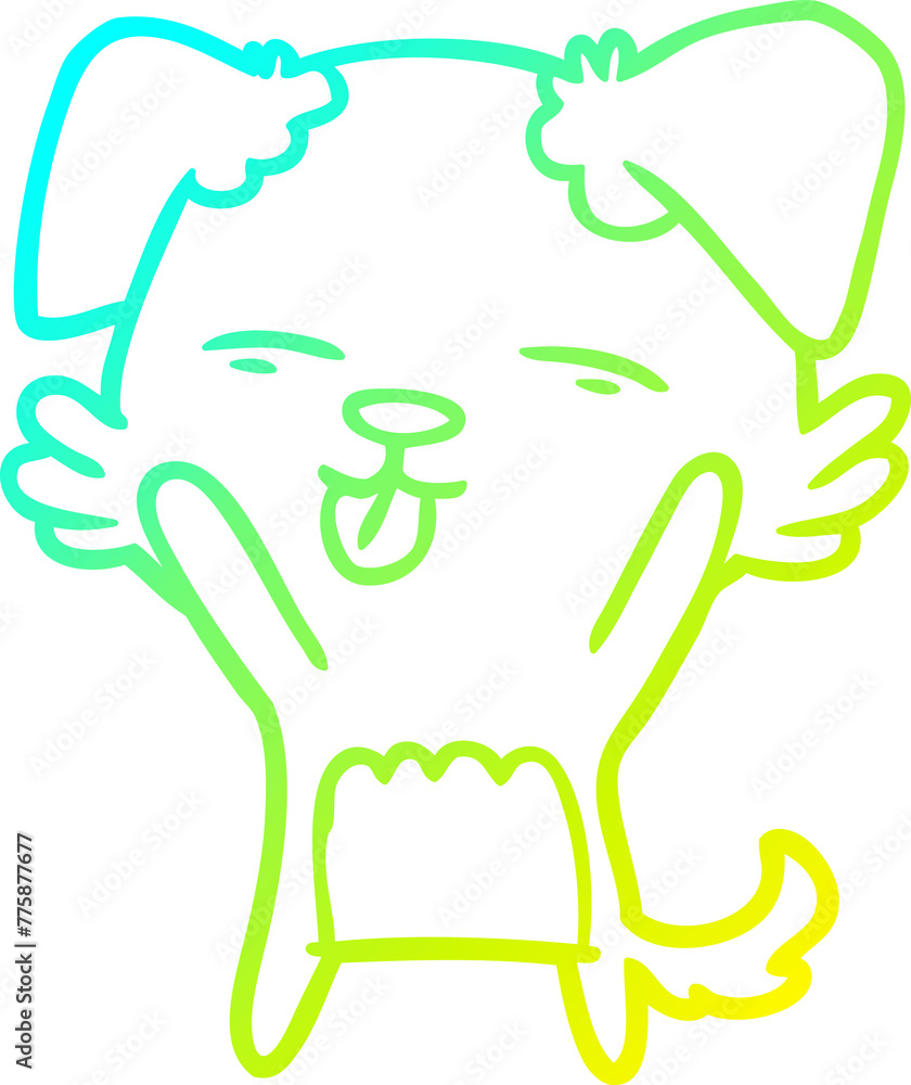 cold gradient line drawing of a cartoon dog sticking out tongue cold gradient line drawing of a cartoon dog sticking out tongue