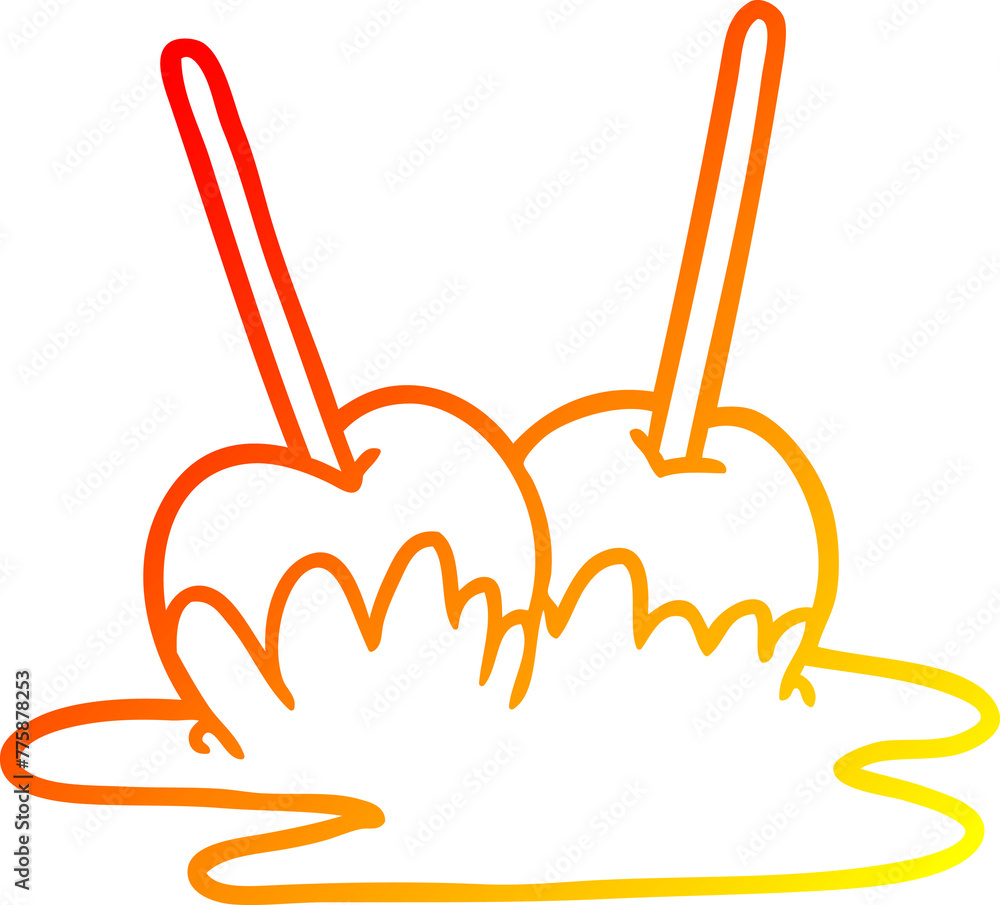 warm gradient line drawing of a toffee apples