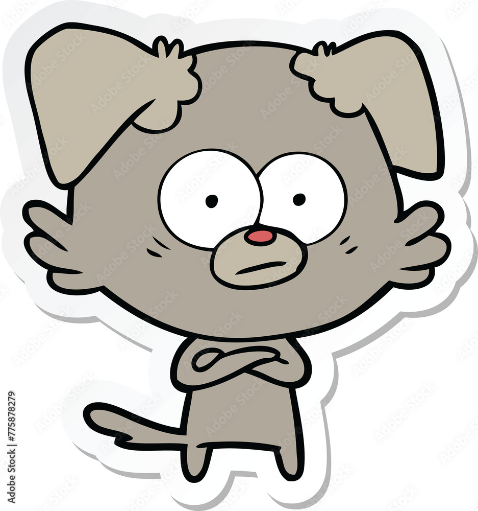 sticker of a nervous dog cartoon sticker of a nervous dog cartoon