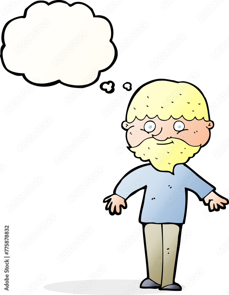 cartoon happy man with thought bubble cartoon happy man with thought bubble