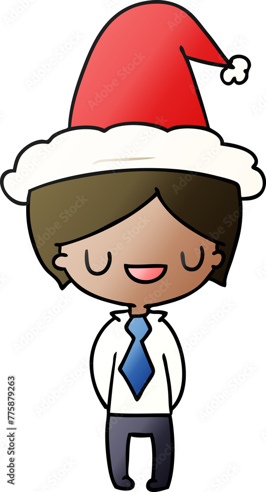 hand drawn christmas gradient cartoon of kawaii boy hand drawn christmas gradient cartoon of kawaii boy