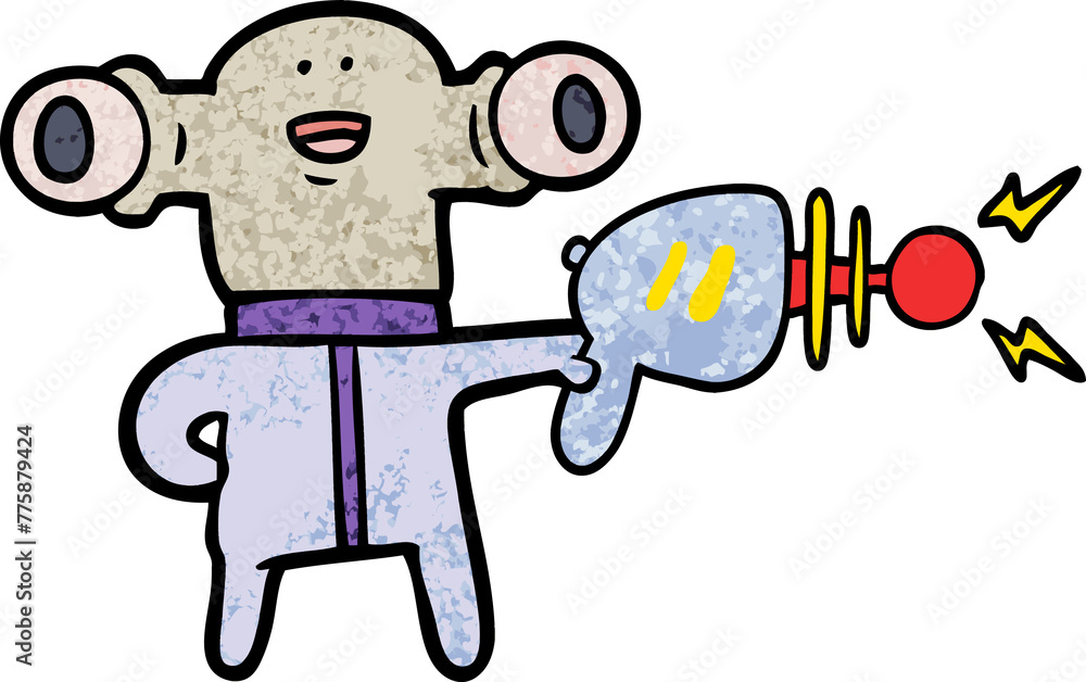 friendly cartoon alien with ray gun friendly cartoon alien with ray gun