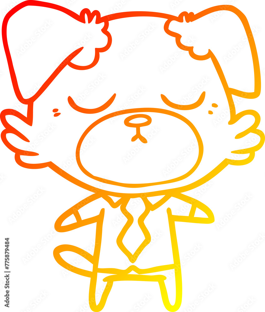 warm gradient line drawing of a cute cartoon dog wearing office shirt warm gradient line drawing of a cute cartoon dog wearing office shirt