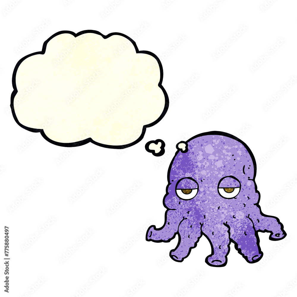 cartoon alien squid face with thought bubble cartoon alien squid face with thought bubble