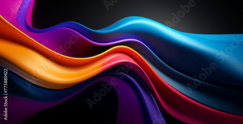 Abstract background colored stains and waves of liquid glossy paint	 photo