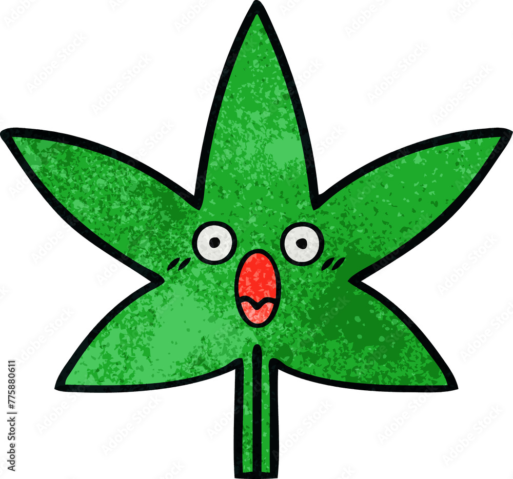 retro grunge texture cartoon of a marijuana leaf retro grunge texture cartoon of a marijuana leaf