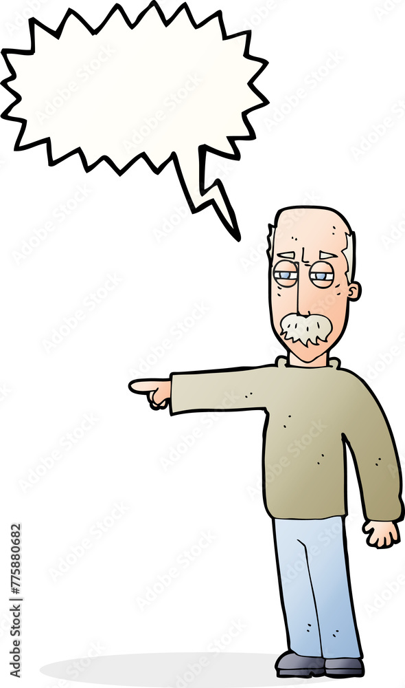 cartoon old man gesturing Get Out! with speech bubble cartoon old man gesturing Get Out! with speech bubble