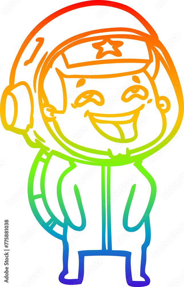 rainbow gradient line drawing of a cartoon laughing astronaut rainbow gradient line drawing of a cartoon laughing astronaut