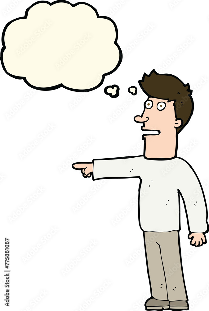 cartoon man pointing with thought bubble cartoon man pointing with thought bubble