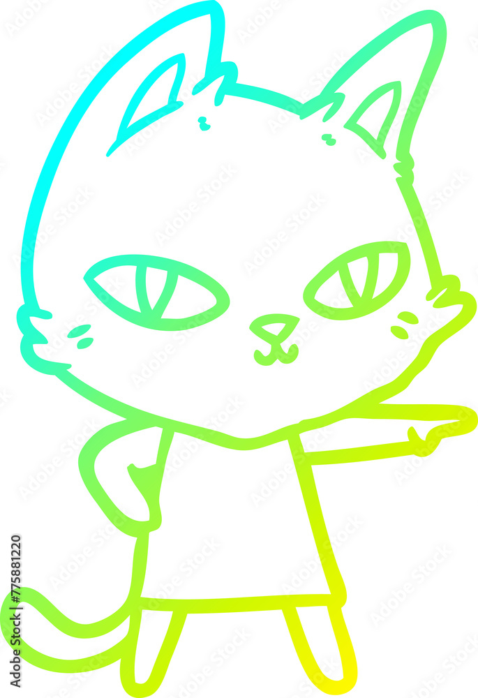 cold gradient line drawing of a cartoon cat staring cold gradient line drawing of a cartoon cat staring