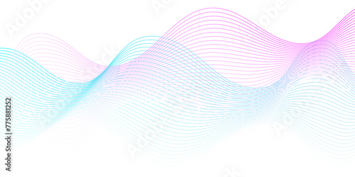 Vector Abstract crave wavy thin blend line on pink and white gradient Technology, data science, geometric border. Isolated on white wave element for design background.