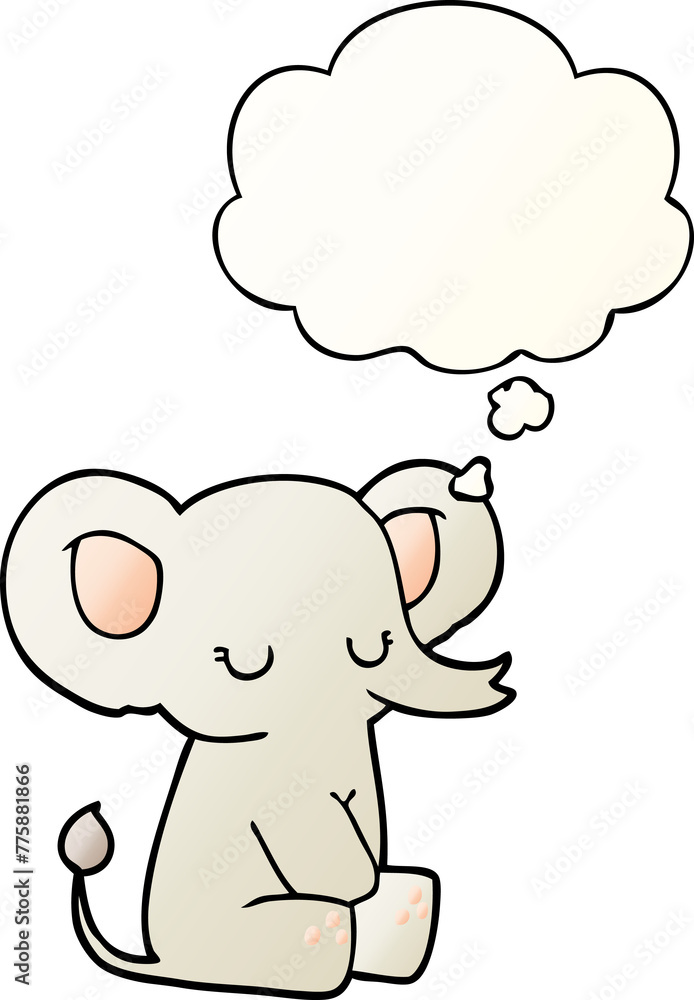 cartoon elephant with thought bubble in smooth gradient style cartoon elephant with thought bubble in smooth gradient style
