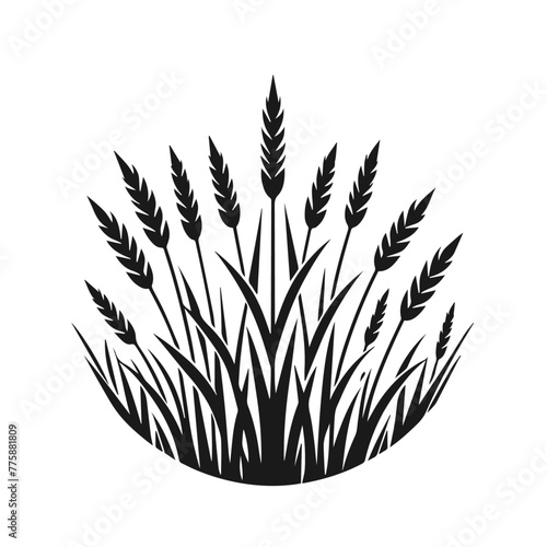 Green grass silhouette. Cartoon lines of plants and shrubs for boarding and framing, eco and organic logo element. Vector set spring field planting shapes lawn or borders garden on white background
