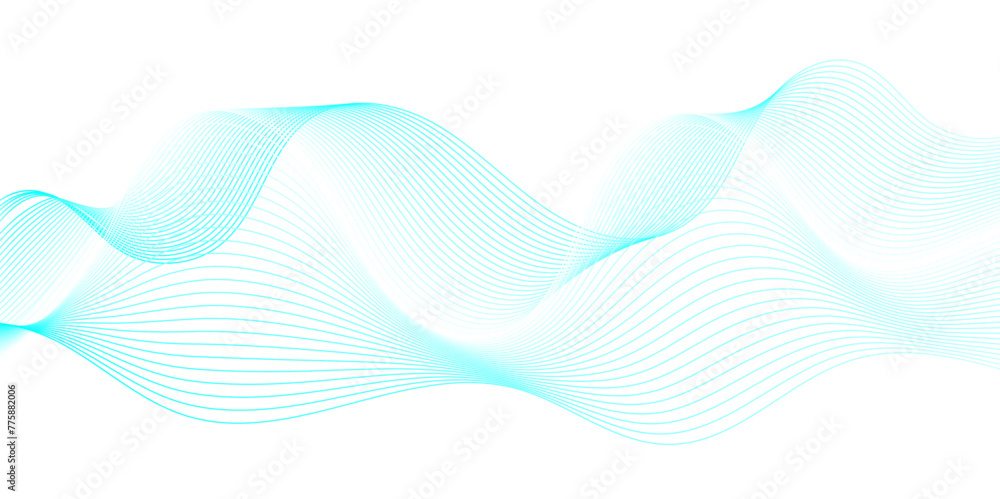 Fototapeta premium Vector Abstract crave wavy thin blend line on blue and white violet gradient Technology, data science, geometric border. Isolated on white wave element for dynamic smooth design background.