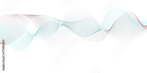 Vector Abstract crave wavy thin blend line on blue and white violet gradient Technology, data science, geometric border. Isolated on white wave element for dynamic smooth design background.