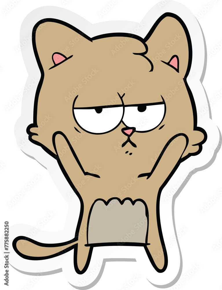 sticker of a bored cartoon cat sticker of a bored cartoon cat