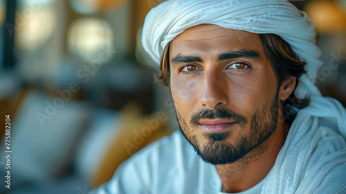 Portrait of a middle eastern man with traditional arabian clothes © Aliaksandra
