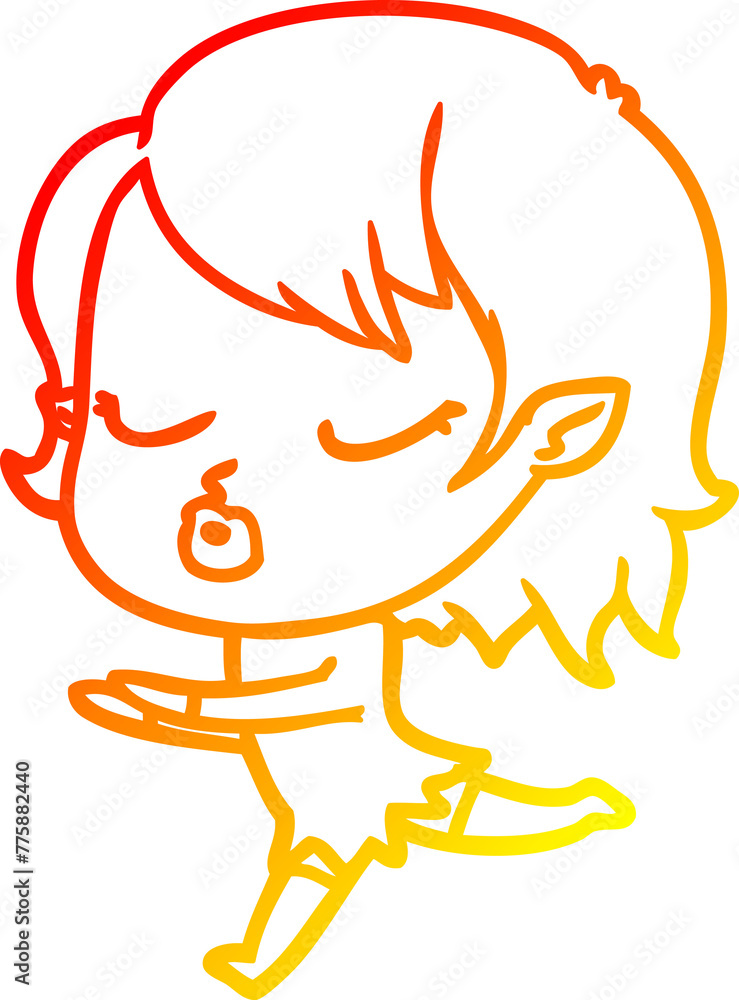 warm gradient line drawing of a cute cartoon vampire girl warm gradient line drawing of a cute cartoon vampire girl