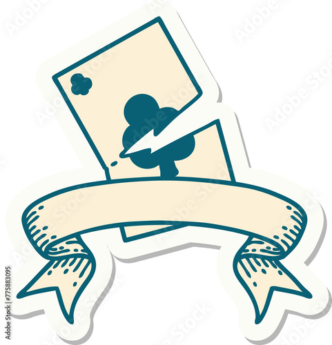 Obraz na plátně tattoo style sticker with banner of a torn card