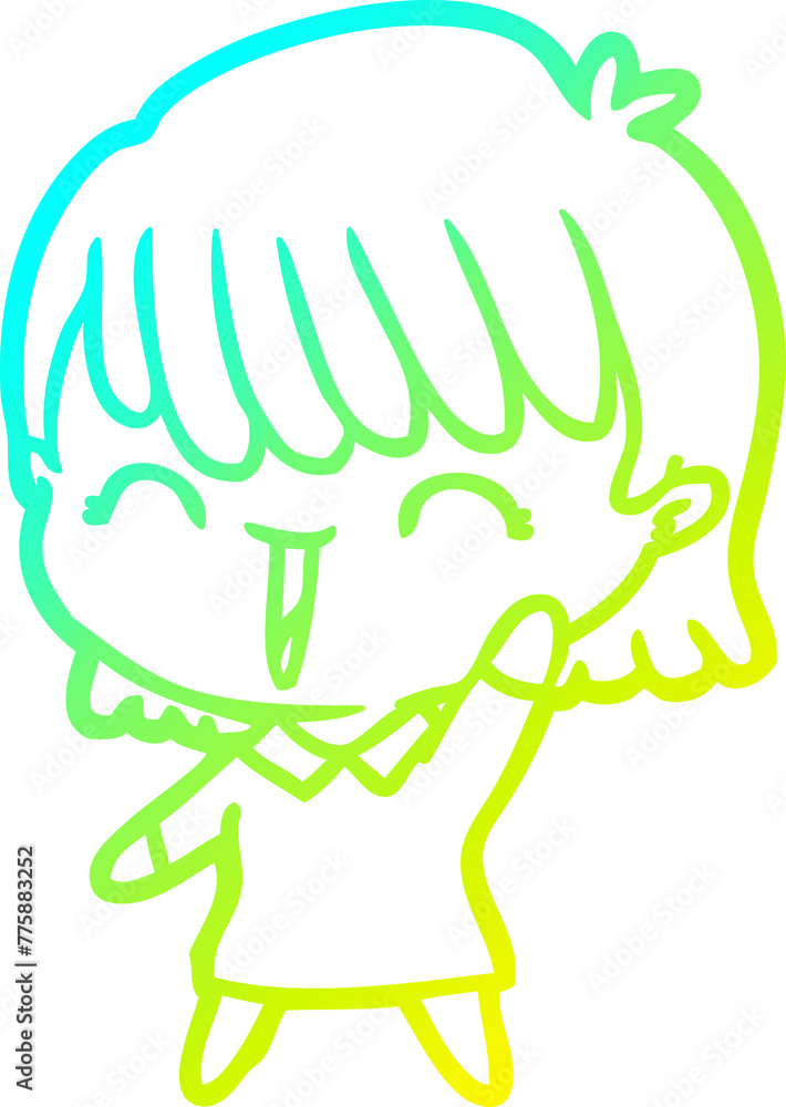 cold gradient line drawing of a cartoon woman cold gradient line drawing of a cartoon woman