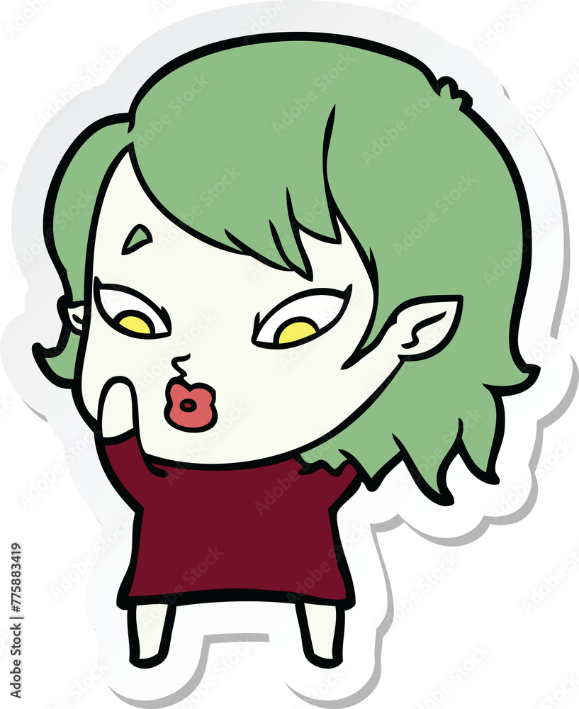 Obraz premium sticker of a cute cartoon vampire girl