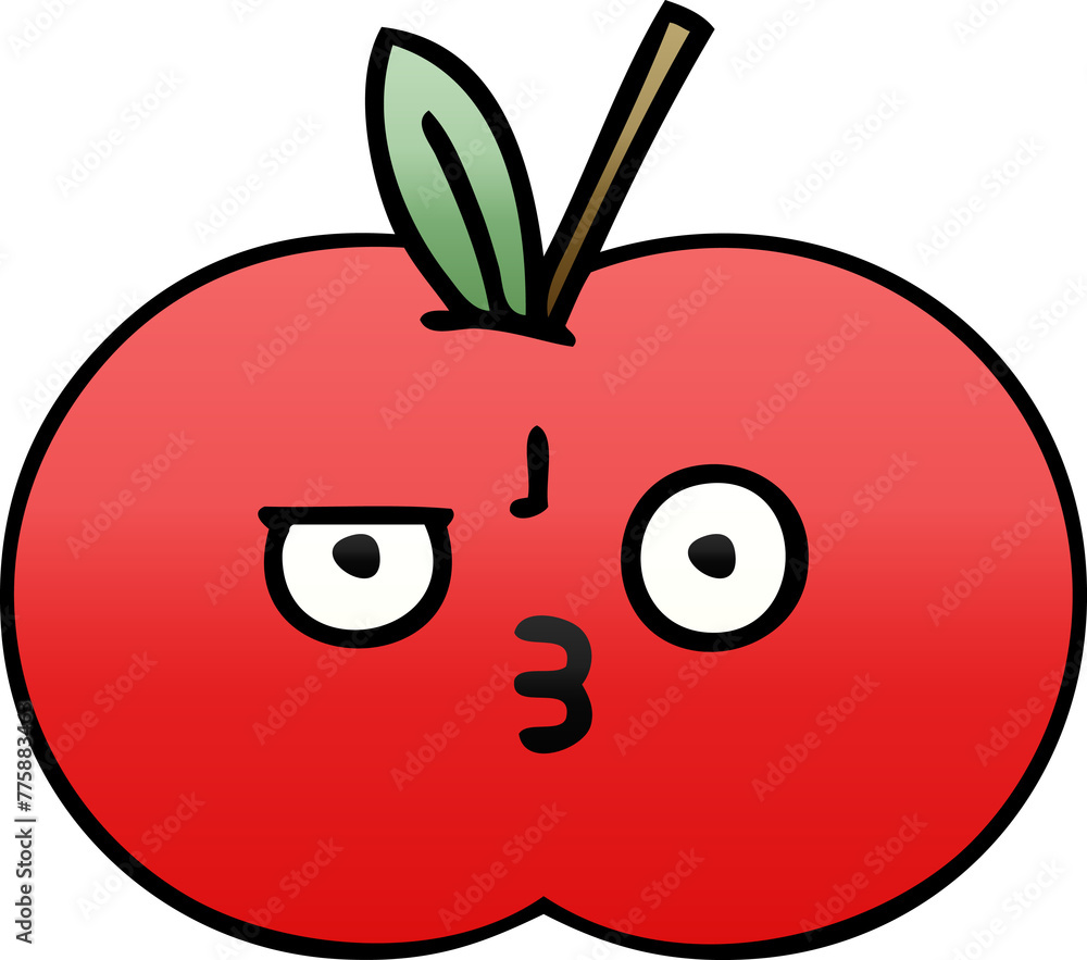Obraz premium gradient shaded cartoon of a red apple